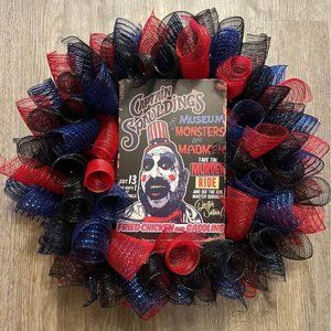 Horror movie wreath! Captain Spaulding- House of 1000 corpses! Handmade!